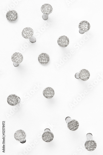 Metal nails collection on white, clipping path