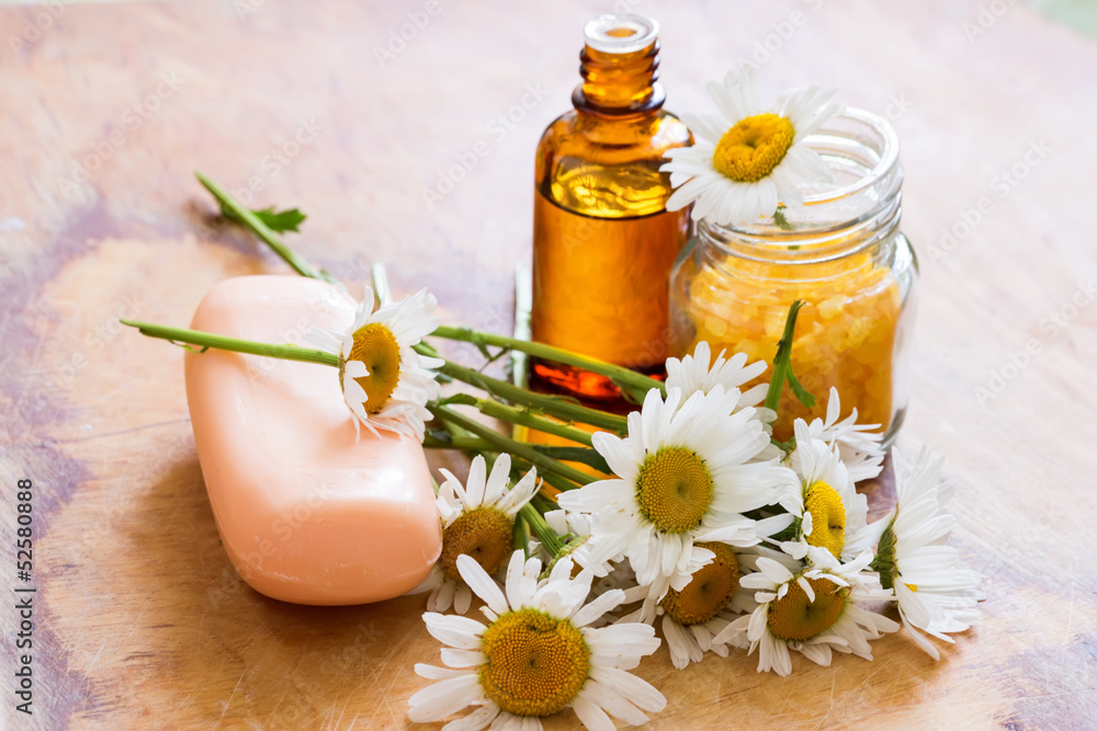 Bar of natural soap, sea salt and oil with camomile Bar of natural soap, sea salt and oil with camomile