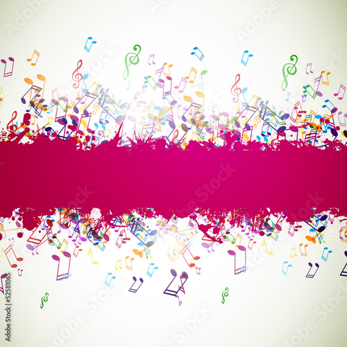 Vector Background with Colorful Music notes