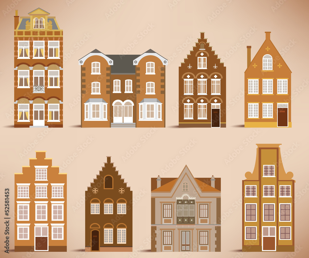 8 old houses (retro colors)
