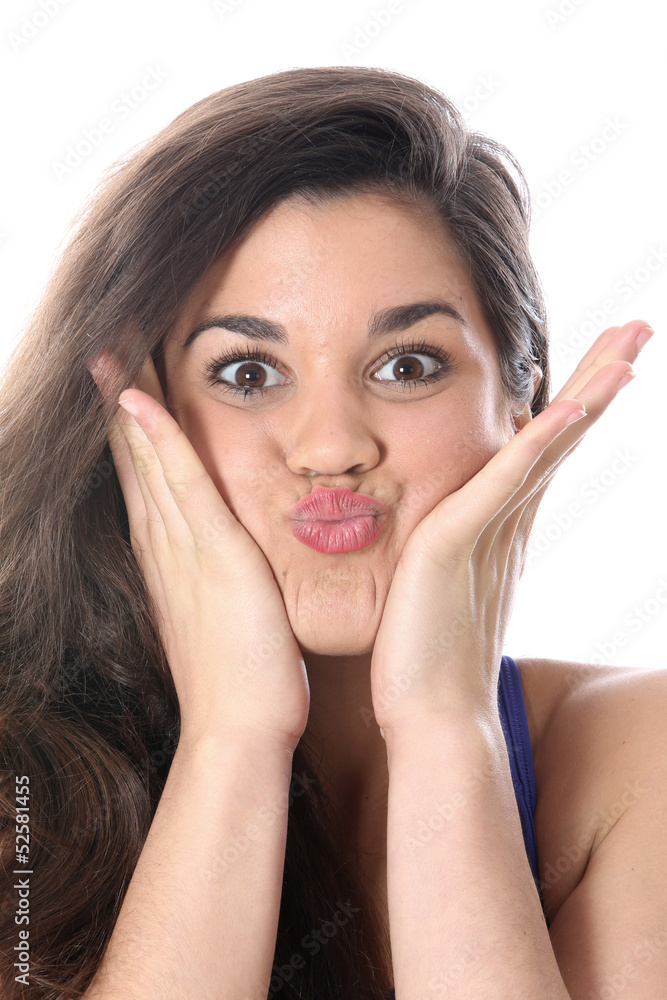 Model Released. Young Woman Pulling Faces