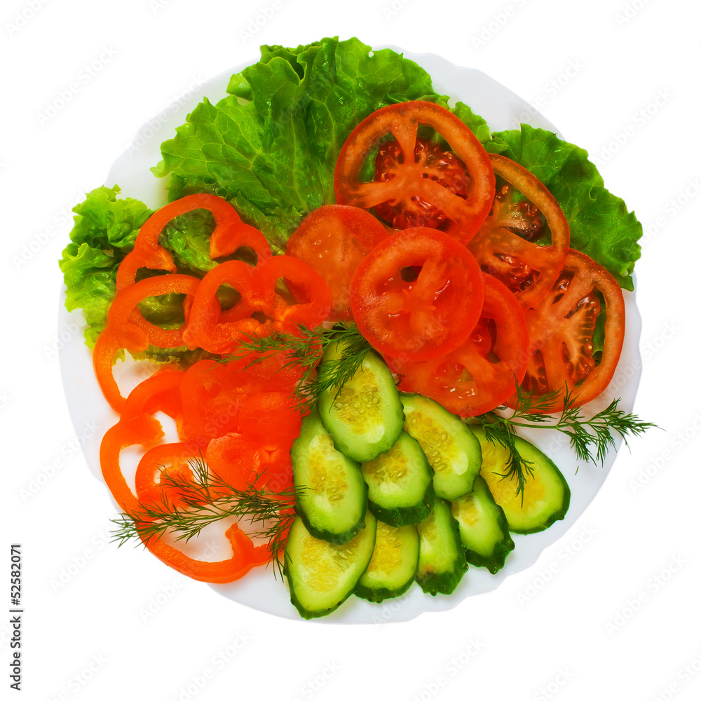 tomatoes tasty cucumbers sliced salad plate isolated on white ba tomatoes tasty cucumbers sliced salad plate isolated on white ba