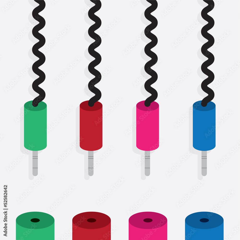Various electronic plugs in different colors Various electronic plugs in different colors