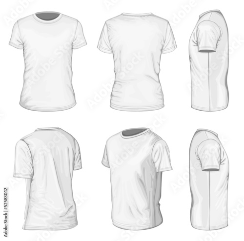 Men's white short sleeve t-shirt design templates