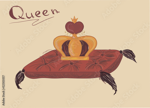 The crown on a red cushion vector illustration