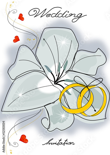 Einladung Karte Hochzeit mit Lilie