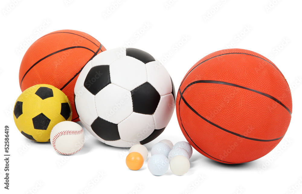 Different balls, isolated on white Different balls, isolated on white