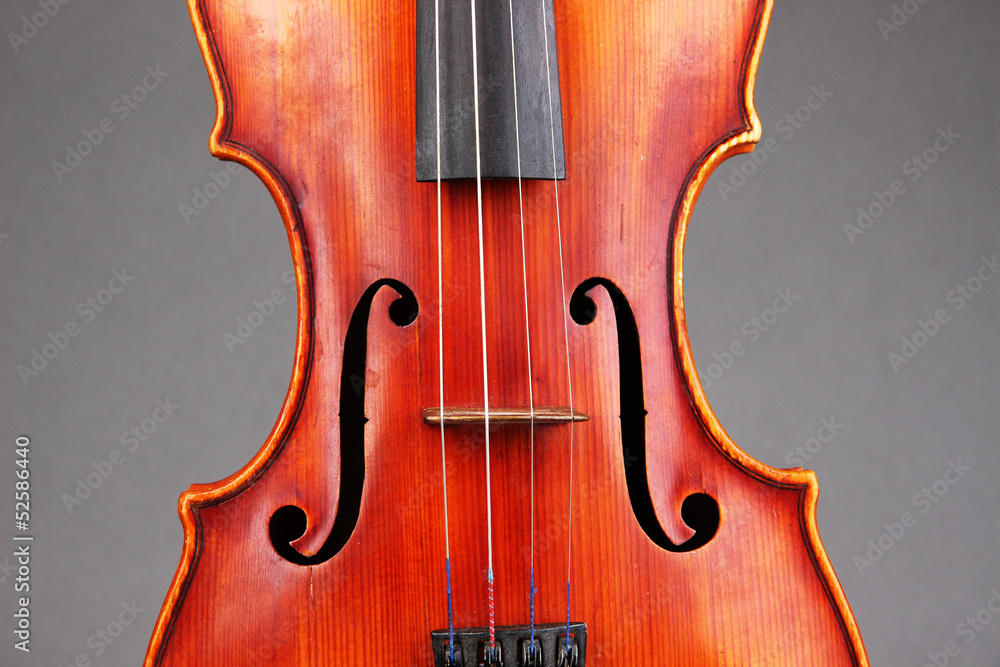 Classical violin on grey background Classical violin on grey background
