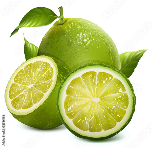Fresh limes with leaves