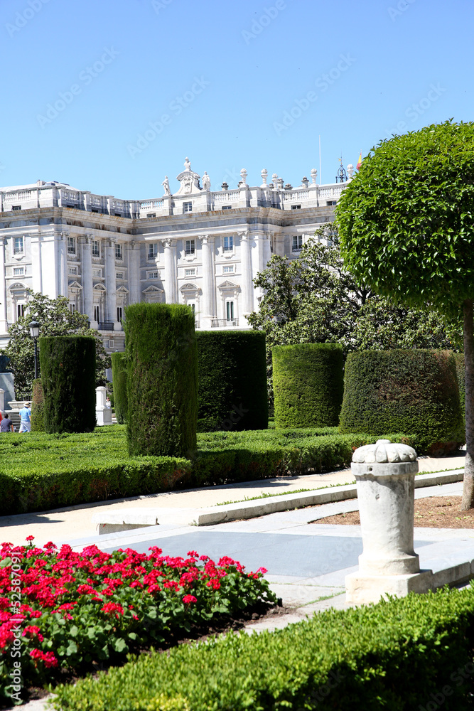 Naklejka premium View of Plaza de Oriente y Palacio real in background, Madrid