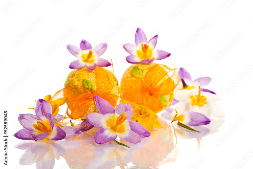 Easter eggs with crocuses Easter eggs with crocuses