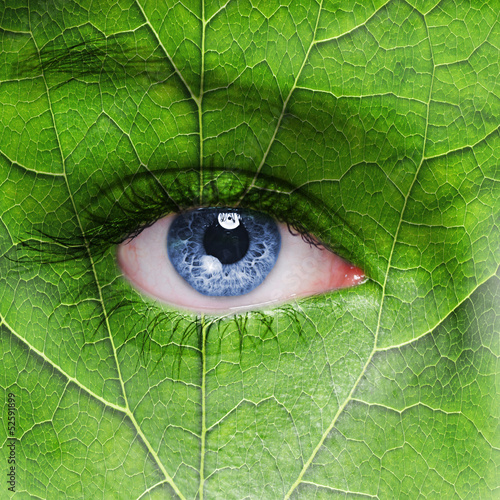 Face with leaf texture