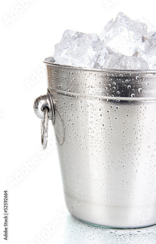 Metal ice bucket isolated on white