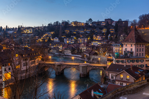 Night View of Bern and Aare River
