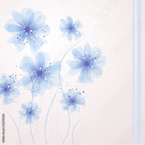 Vector background with blue flowers