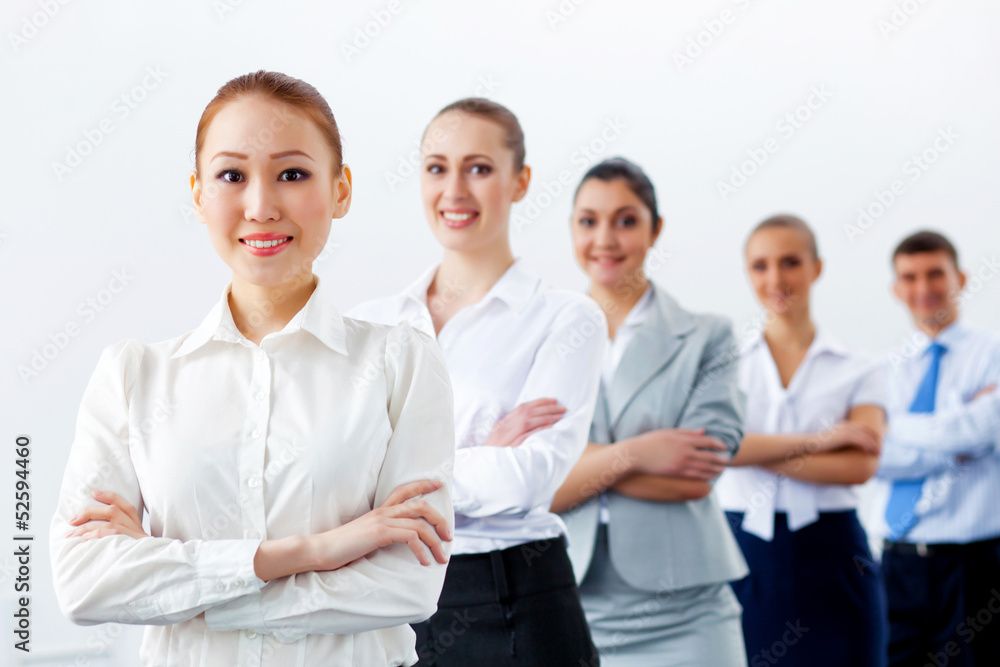 Group of business people standing in row Group of business people standing in row