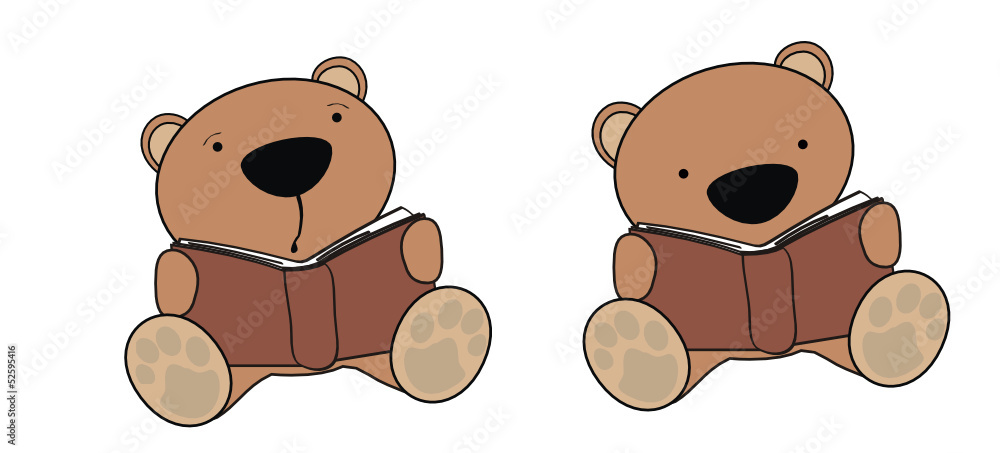 teddy bear baby cartoon reading set Stock Vector | Adobe Stock