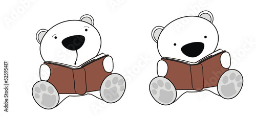 polar bear baby cartoon reading set