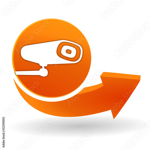 caméra de surveillance sur bouton web orange