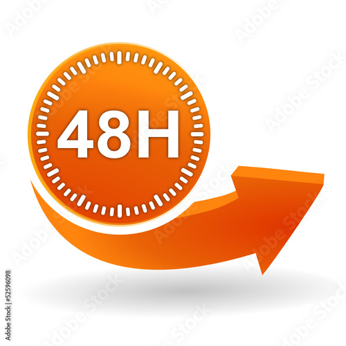 48 heures sur bouton web orange