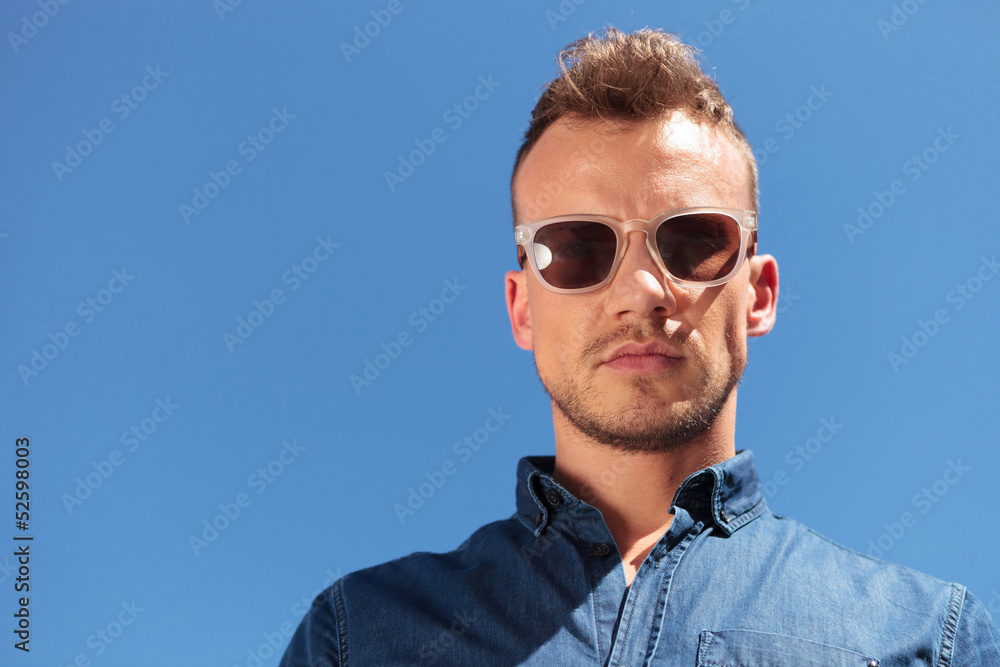 casual man looks down casual man looks down