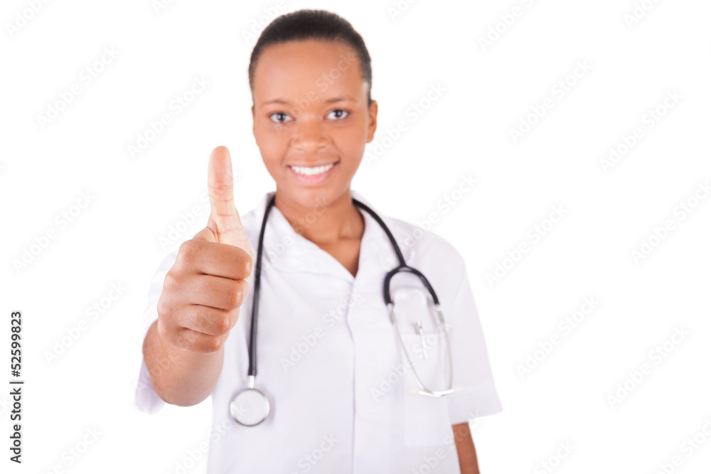 African american woman doctor a over white background African american woman doctor a over white background