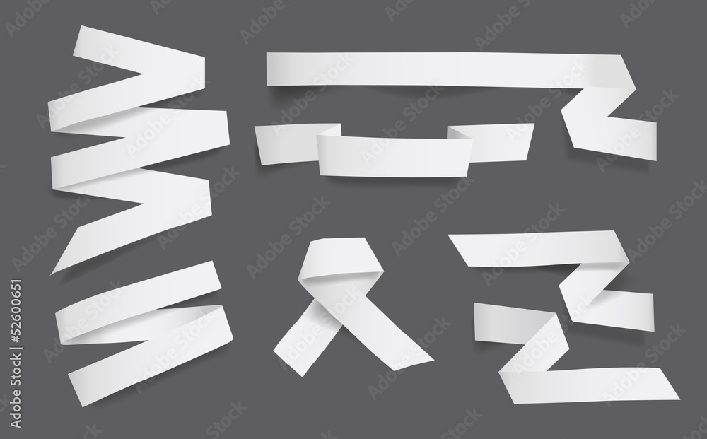 White blank paper ribbons vector illustration