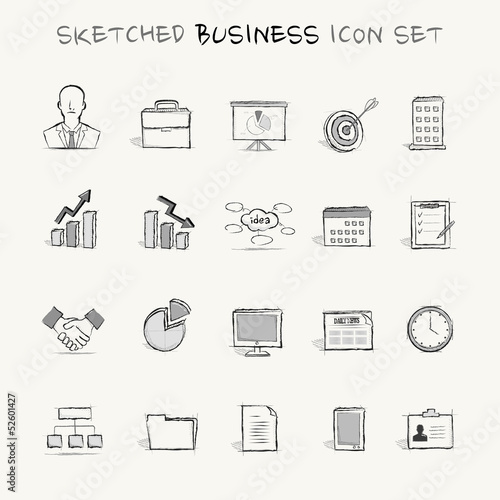 Sketched business icon set