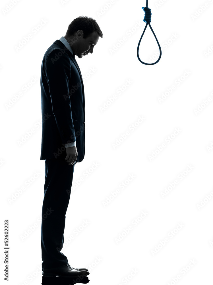 man sad standing in front of hangman noose silhouette Stock Photo | Adobe  Stock