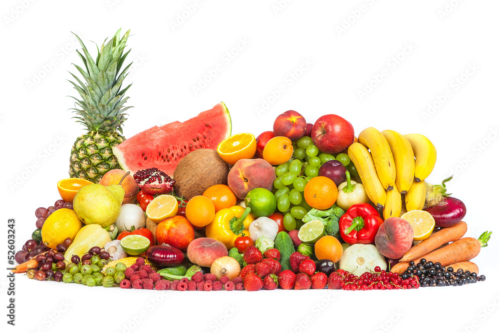 Huge group of fresh vegetables and fruits Huge group of fresh vegetables and fruits