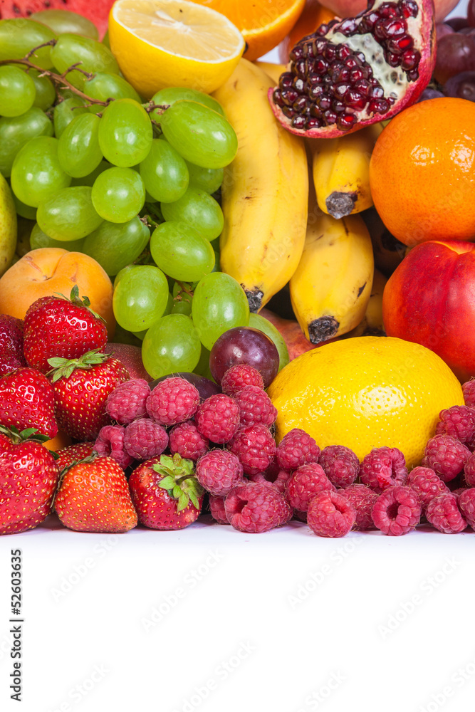 Huge group of fresh fruits isolated on a white background. Huge group of fresh fruits isolated on a white background.