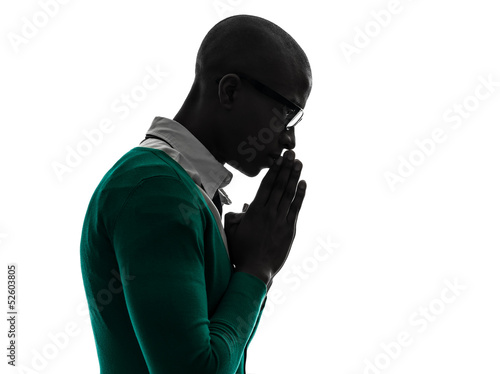 african black man thinking pensive  praying silhouette