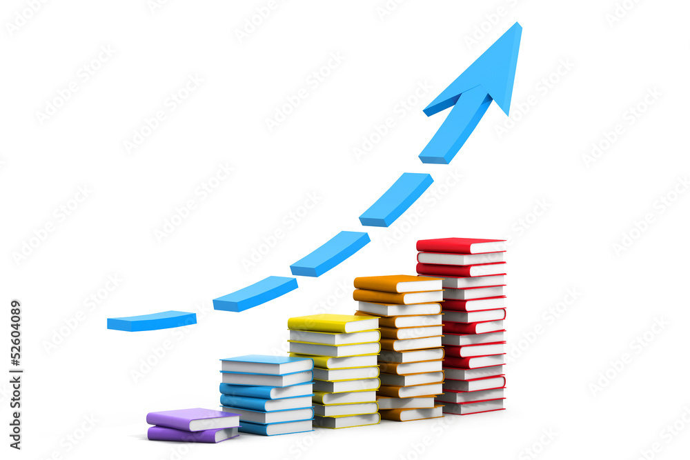 Obraz premium pile of colourful book forming bar graph.