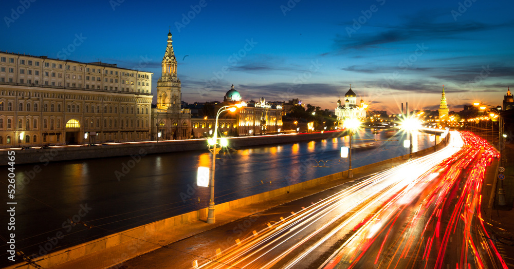 Panorama of the embankment of Moskva River near Kremlin