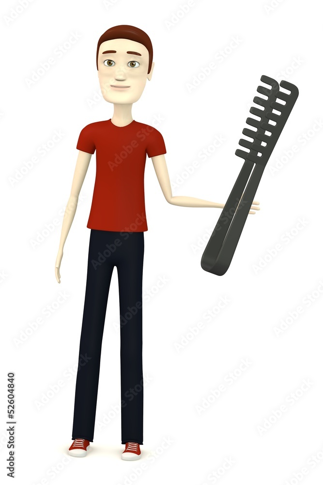 3d render of cartoon character with meat pliers