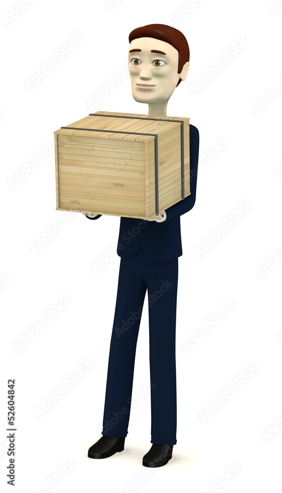 3d render of cartoon character with crate 3d render of cartoon character with crate