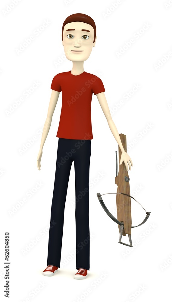 3d render of cartoon character with crossbow 3d render of cartoon character with crossbow