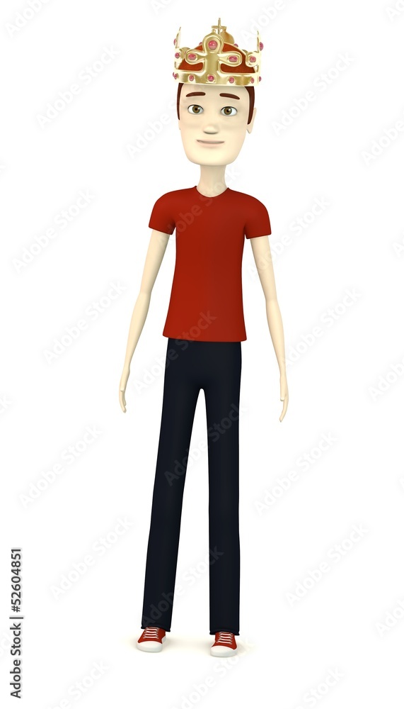 Fototapeta premium 3d render of cartoon character with crown