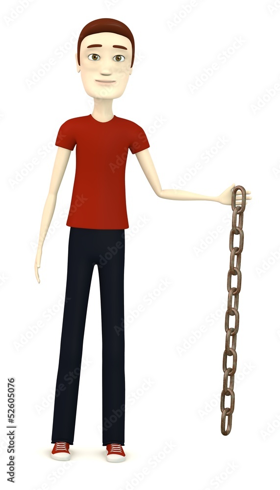 Fototapeta premium 3d render of cartoon character with chain