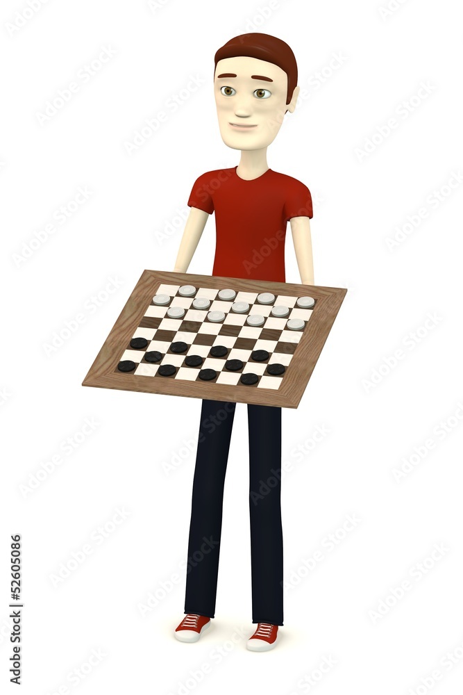 3d render of cartoon character with checkers 3d render of cartoon character with checkers