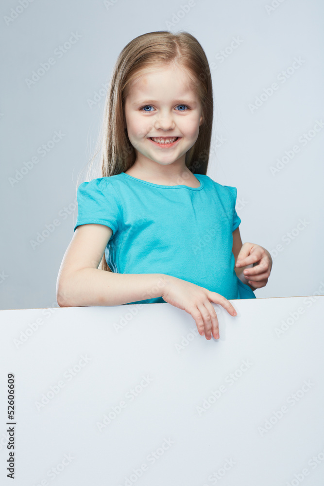 Kid girl isolated against gray background . Kid girl isolated against gray background .