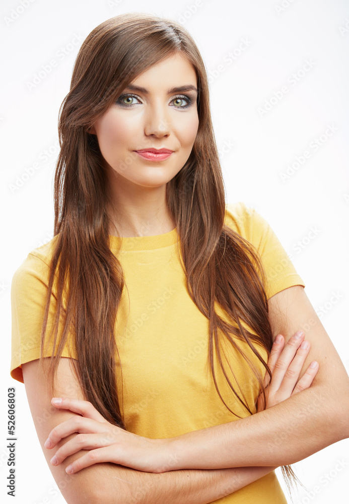 Young casual woman style isolated over white background Young casual woman style isolated over white background