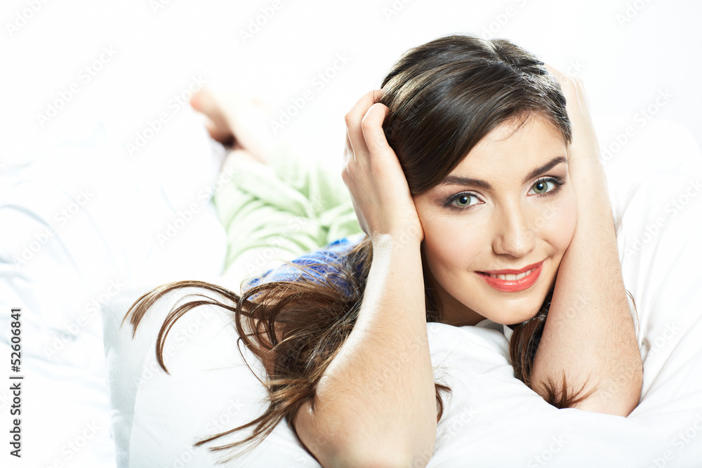 Fototapeta premium Woman portrait in bed.