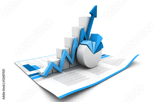 3d business growth graph.