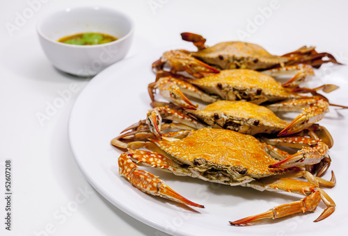 Hot Steamed Blue Crabs.