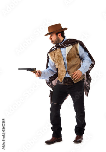 Canvastavla Gunman in the old wild west on white background