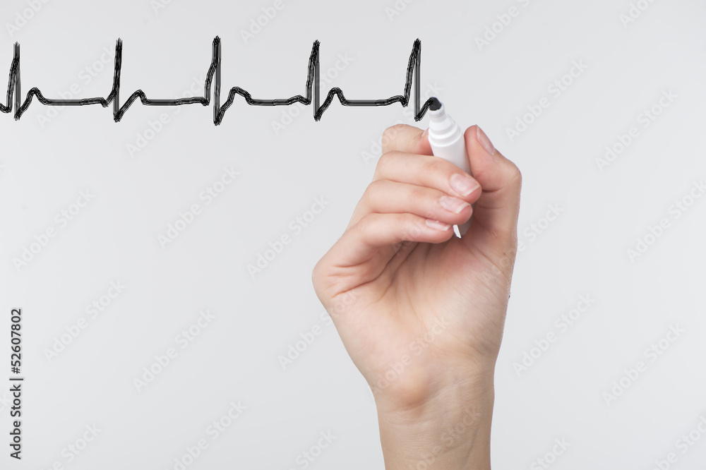 hand drawing heart beat