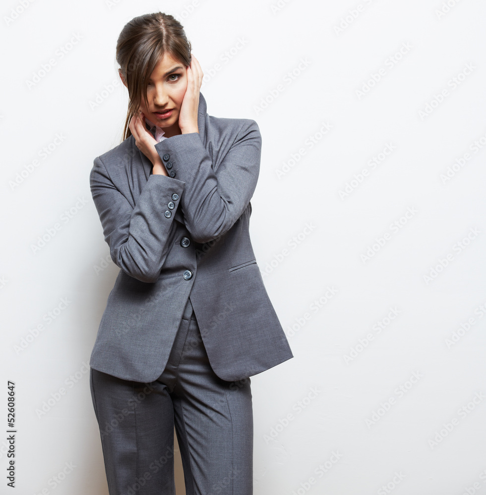 Business woman fashion style isolated portrait. Female model st Business woman fashion style isolated portrait. Female model st