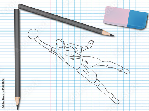 Dessin de sport sur cahier d'école : football