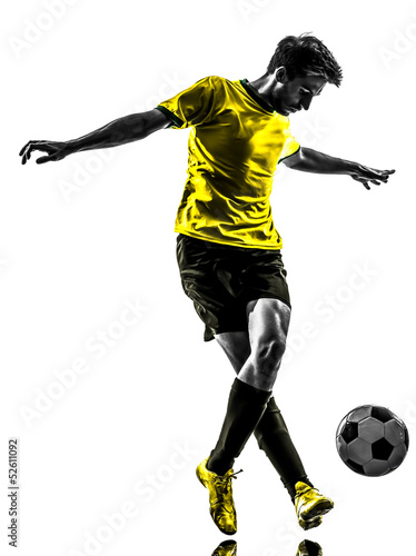 brazilian soccer football player young man dribbling silhouette